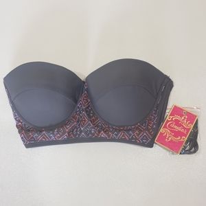 NWT Candie's Bandeau Bikini Top Underwire XS Boho